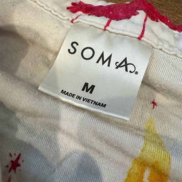 Soma Pajama Set M Abstract Trees Holiday Christmas Long Sleeve Buttery READ - Picture 2 of 7